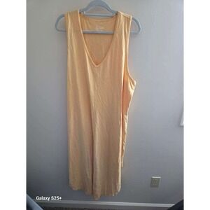 Natural Reflections Womens XXLYellow Cotton V-Neck Sleeveless Midi Tank Dress